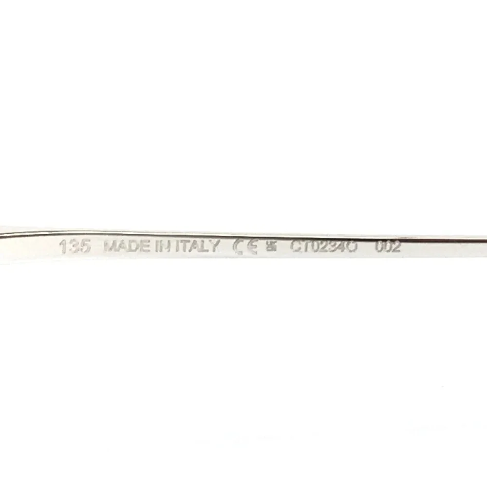 Cartier Eyeglasses Frames CT0234O 002 Shiny Silver Cat Eye Wire Rim 54-19-135